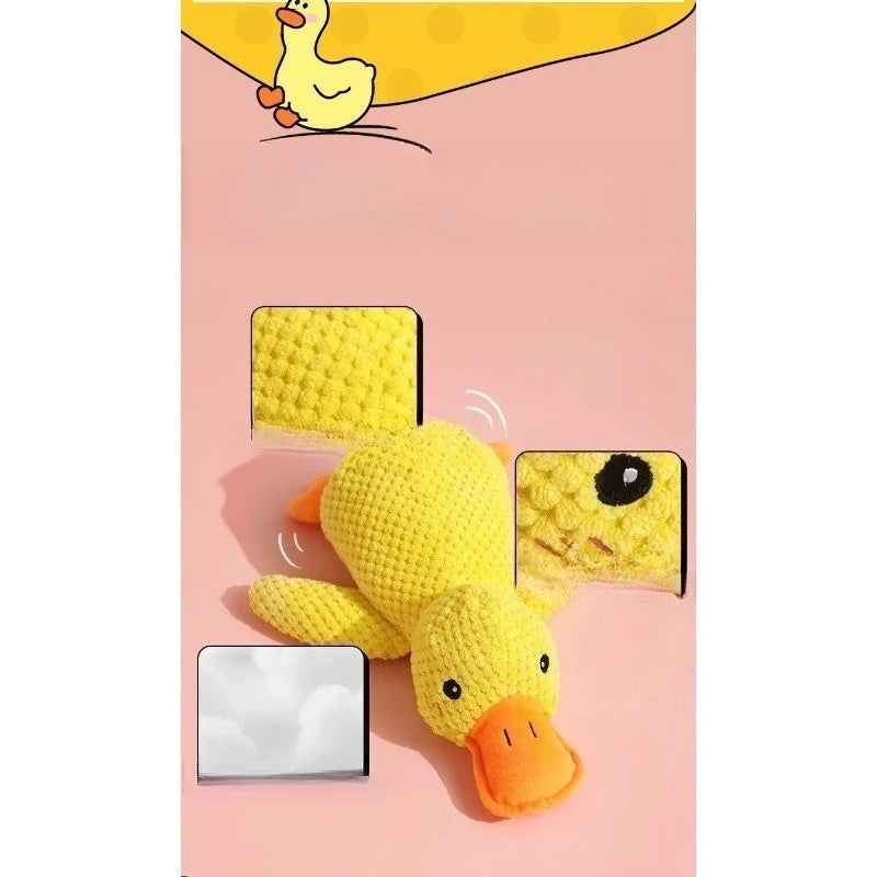 Pet Interactive Companion, Chew-Resistant Chew Dogs Cat Toy Calming Duck Toy for Dog,Soothing Plush Pet Toys with Sound Quack