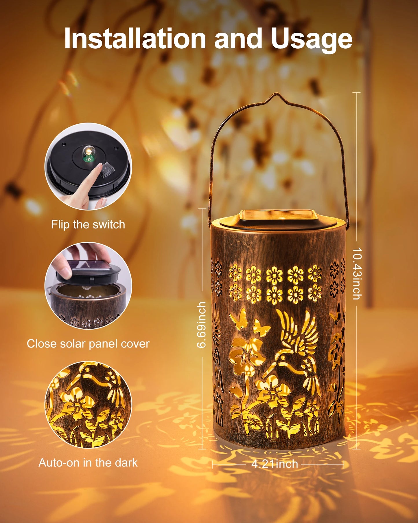 2025 Newest Fairy Solar Lantern Outdoor & Upgraded LED Beads, IP67 Waterproof, Warm White Lamp for Garden Patio Courtyard Path