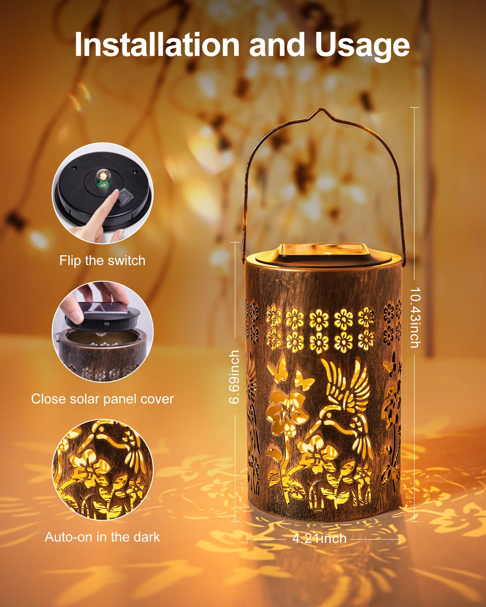 2025 Newest Fairy Solar Lantern Outdoor & Upgraded LED Beads, IP67 Waterproof, Warm White Lamp for Garden Patio Courtyard Path