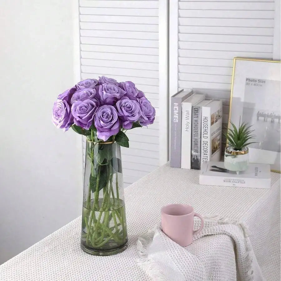 10Pcs Flannel Artificial Roses: Perfect for Valentine’S Day, Home & Wedding Decor