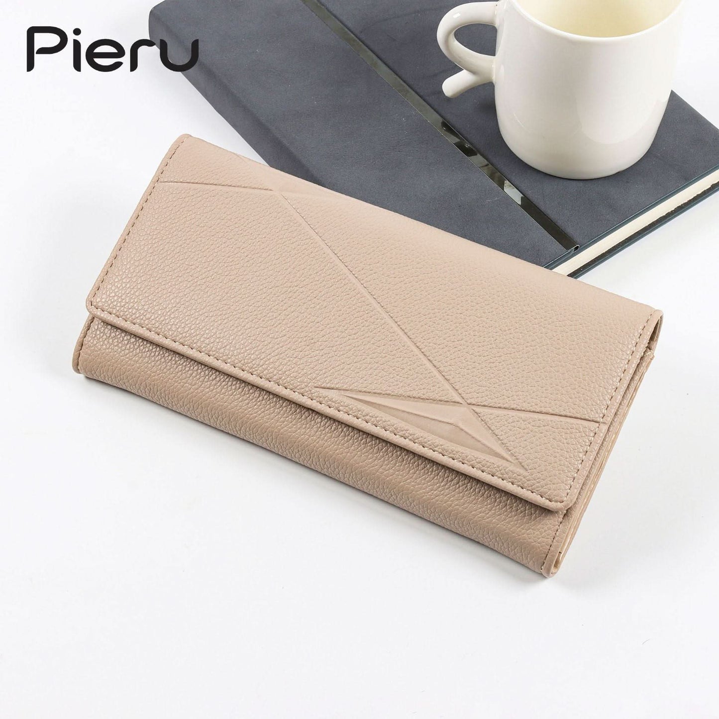 Pieru Women’S Trifold Wallet – Embossed PU Leather Long Wallet