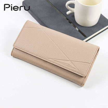 Pieru Women’S Trifold Wallet – Embossed PU Leather Long Wallet