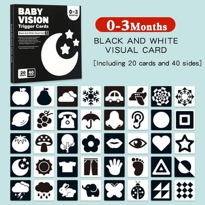 Montessori 0-12Month Baby Vision Cards Black and White Flash Card High Contrast Stimulate Newborn Visual Early Learning Kids Toy