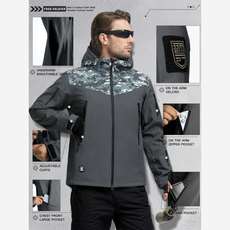 SHARKSKIN Men’S Warm Waterproof Softshell Tactical Hiking Jacket