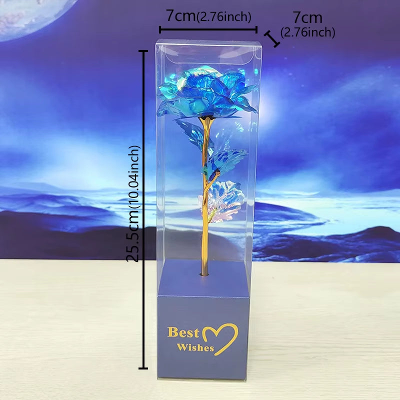 Galaxy Rose Eternal 24K Gold Flower Foil Plastic Artificial Roses Forever Love Wedding Decor Lover Roses Creative Gift Decor