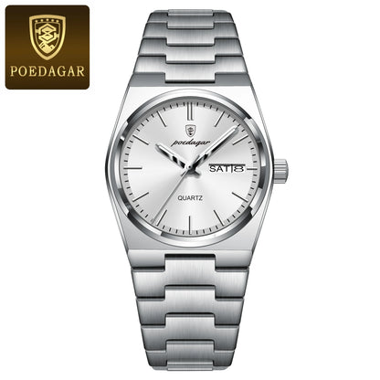 Top Luxury Woman Quartz Watch Waterproof Luminous Date Week Ladies Watch Stainless Steel Casual Elegant Women’S Watches