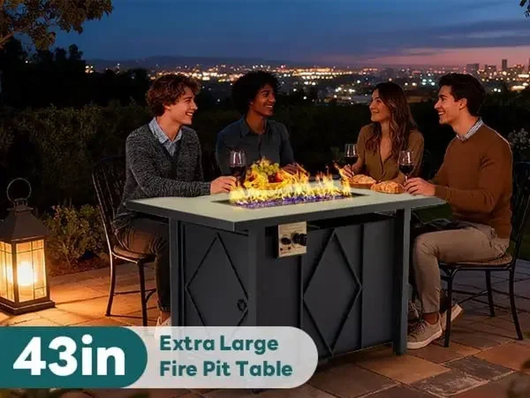 43 Inch Propane Fire Pit Table, 50,000 BTU Outdoor Gas Fire Pit for outside Patio Deck Garden Backyard Deck Balcony, CSA Certifi