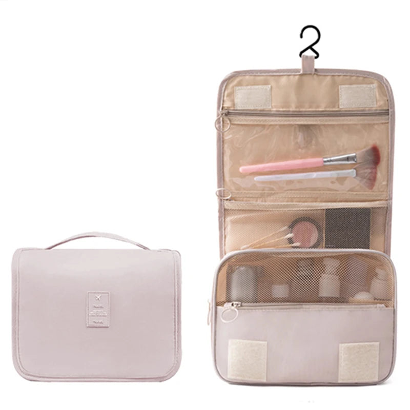 Make up Bags Solid Color Korean Foldable Cosmetic Bags Travel PVC Waterproof Large Capacity Toiletries Hangbag Storage