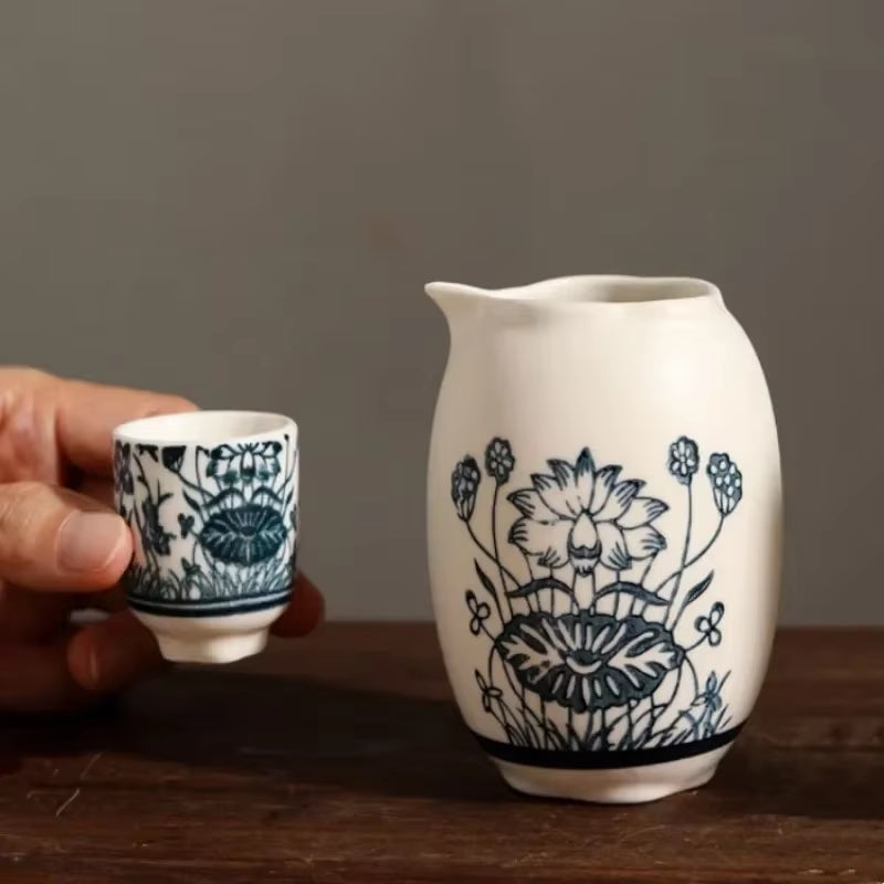 Japanese Ceramic Sake Cup Set Household Sake Dispenser Sushi Restaurant Drinking Utensils Tasting Cups Gifts for Friends
