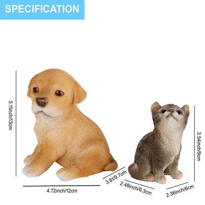 Cat and Dog Garden Sculptures Statues for Outdoor Patio Yard Lawn Home Decoration Animal Decorative Figurines Housewarming Gifts