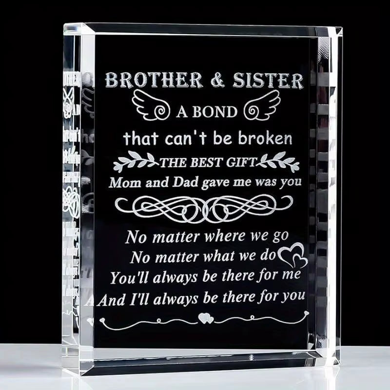 Sister-To-Brother Gift: Laser Engraved Crystal Keepsake – Meaningful Present (Suitable for Brother’S Special Occasions).