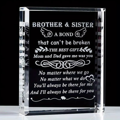 Sister-To-Brother Gift: Laser Engraved Crystal Keepsake – Meaningful Present (Suitable for Brother’S Special Occasions).