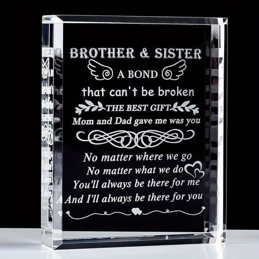 Sister-To-Brother Gift: Laser Engraved Crystal Keepsake – Meaningful Present (Suitable for Brother’S Special Occasions).