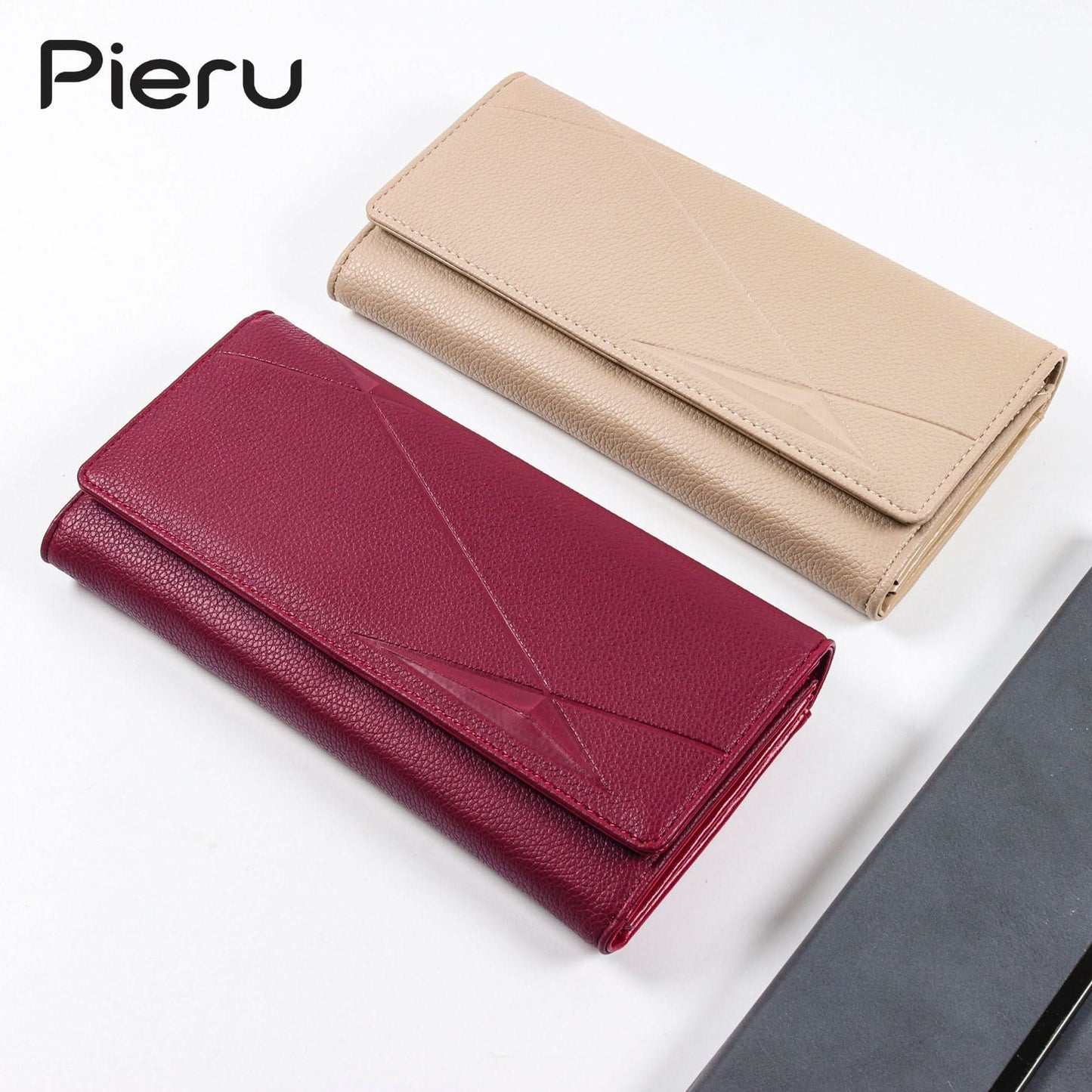Pieru Women’S Trifold Wallet – Embossed PU Leather Long Wallet