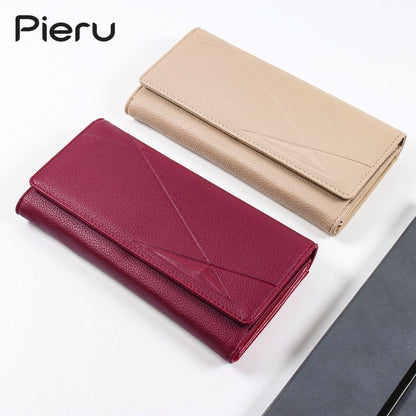 Pieru Women’S Trifold Wallet – Embossed PU Leather Long Wallet