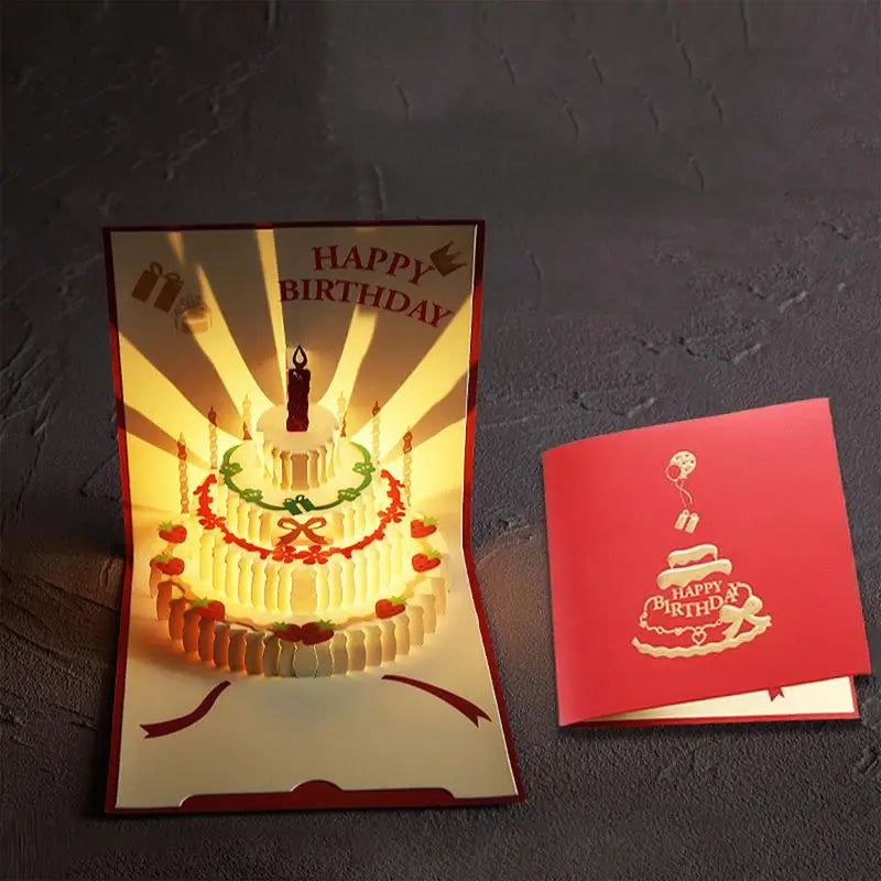 Unique 3D Happy Birthday Card Music Light Greeting Card with Popup Birthday Cake Colourful Happy Birthday Cards Birthday