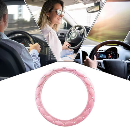 Bling Car Steering Wheel Cover Steering Wheel Sleeve with Sparkly Glitter Rhinestones Anti-Slipcar Wheel Protector Auto Steering