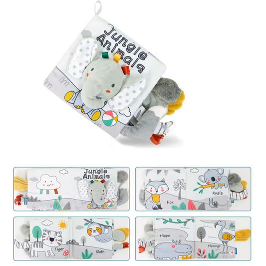 Soft Baby Books 3D Touch Feel High Contrast Cloth Book Sensory Early Learning Stroller Toys for Infant Toddler Gifts 0-12 Months