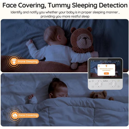 5.5" AI 4MP Baby Monitor Pro Max: App (Wi-Fi) and Monitor (No Wi-Fi) Control, Upgrade AI Detection (Tummy Sleeping & Face Area)
