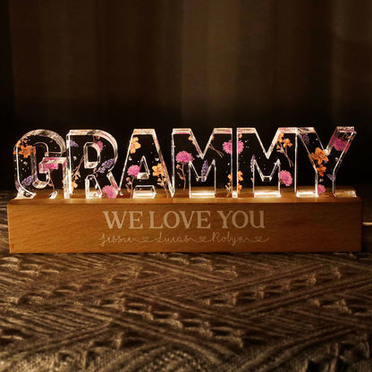 Custom Flower Printed LED Night Light, Birth Month Flower, Gift for Mom, Gift for Grandma, Gift for Wife