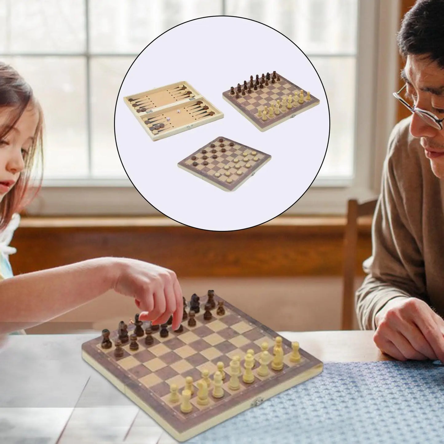3 in 1 Chess Set Folding Storage Lightweight Chess Checkers Backgammon Sets
