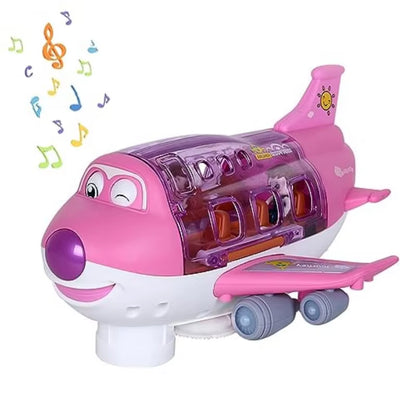 360 Degree Rotating Airplane Model Electric Plane Toy with Light Music Bump and Go Action Toddler Toy Children Xmas Gifts