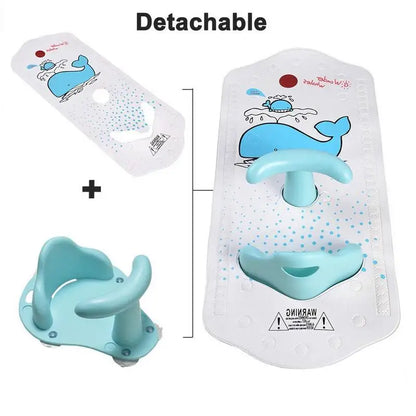 Baby Bath Mat with Baby Shower Seat Bathtub Cushion Back Support Non-Slip Safety Comfortable Bathroom Chair Baby Bath Seat