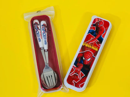 2Pcs Superhero Spiderman Cartoon Toy Tableware Spoon Cross Fork Soup Spoon Set Dining Lunch Hulk Anime Figures Party Kids Toys