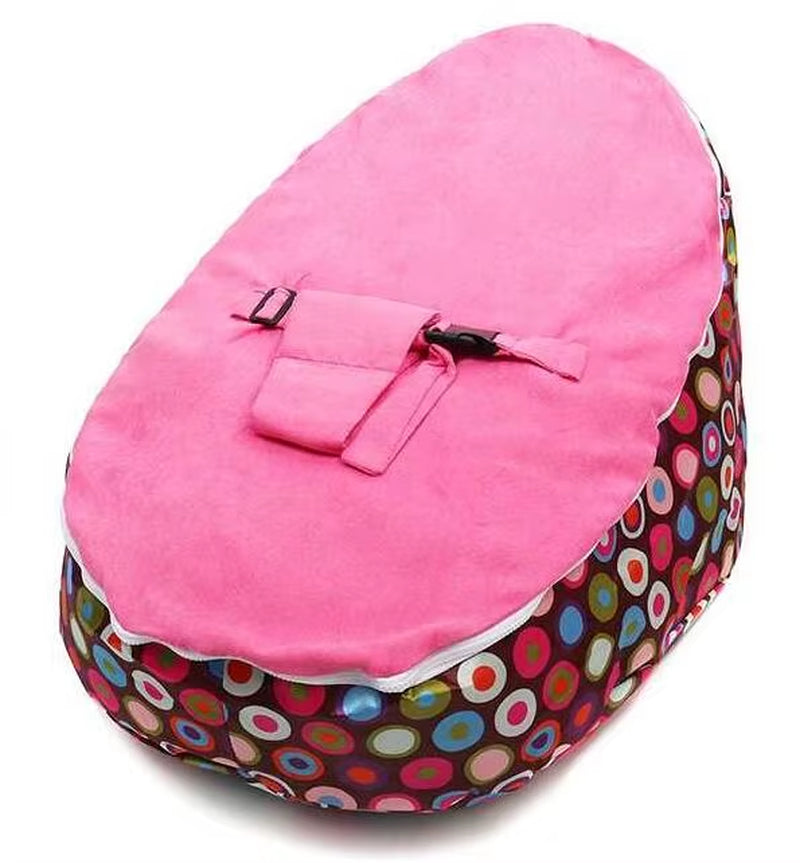 Soft Baby Chair Infant Bean Bag Bed Cover without Filler Pouf for Feeding Baby Snuggle Bed with Belt for Safety Protection