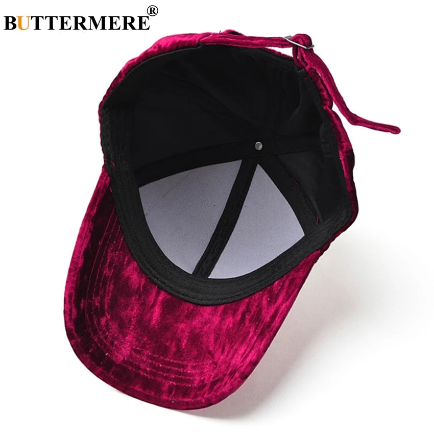 Brand Burgundy Velour Baseball Cap for Women Designer Adjustable Baseball Hat Korean Casual Hat and Cap Gorra Beisbol