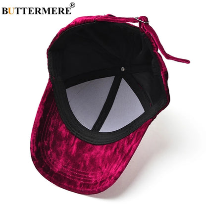 Brand Burgundy Velour Baseball Cap for Women Designer Adjustable Baseball Hat Korean Casual Hat and Cap Gorra Beisbol