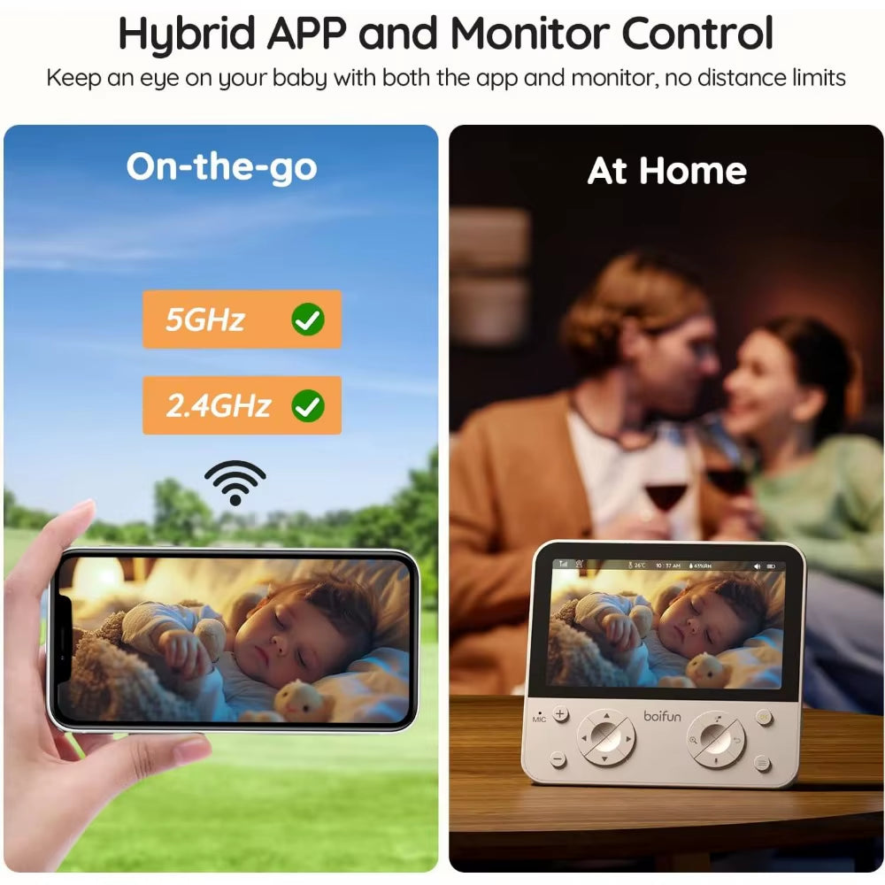 5.5" AI 4MP Baby Monitor Pro Max: App (Wi-Fi) and Monitor (No Wi-Fi) Control, Upgrade AI Detection (Tummy Sleeping & Face Area)