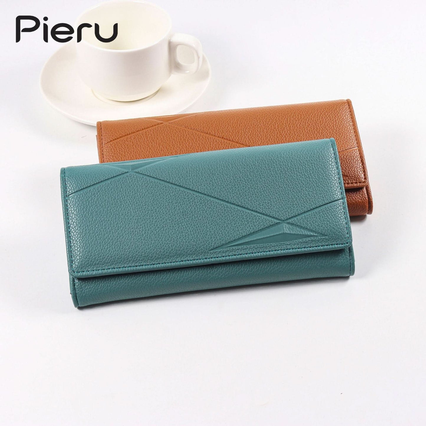 Pieru Women’S Trifold Wallet – Embossed PU Leather Long Wallet