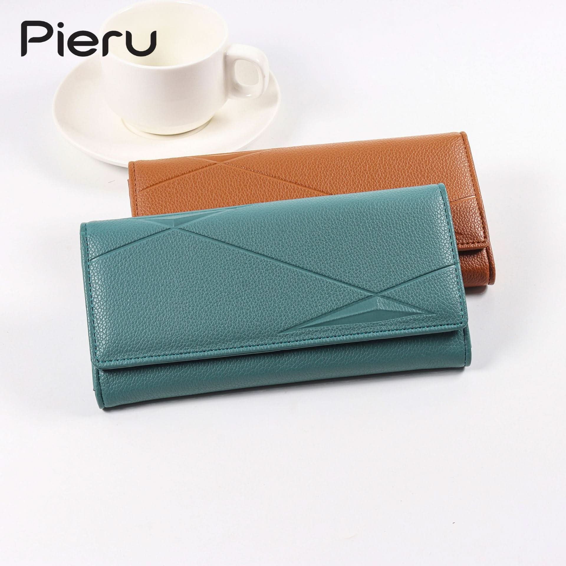 Pieru Women’S Trifold Wallet – Embossed PU Leather Long Wallet