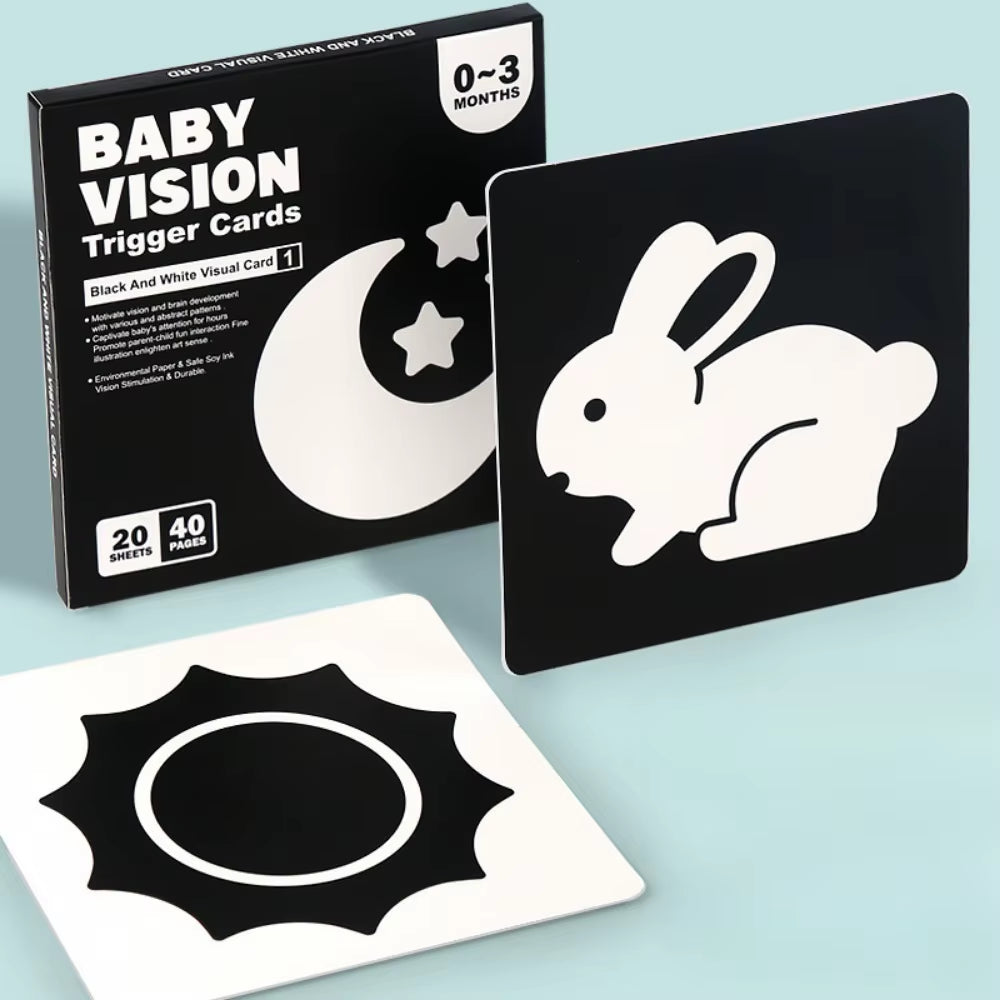Montessori 0-12Month Baby Vision Cards Black and White Flash Card High Contrast Stimulate Newborn Visual Early Learning Kids Toy