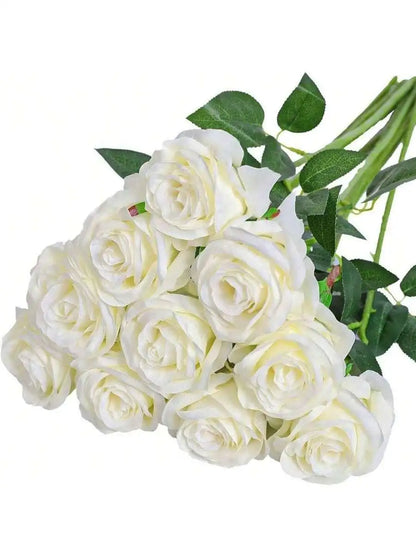 10Pcs Flannel Artificial Roses: Perfect for Valentine’S Day, Home & Wedding Decor