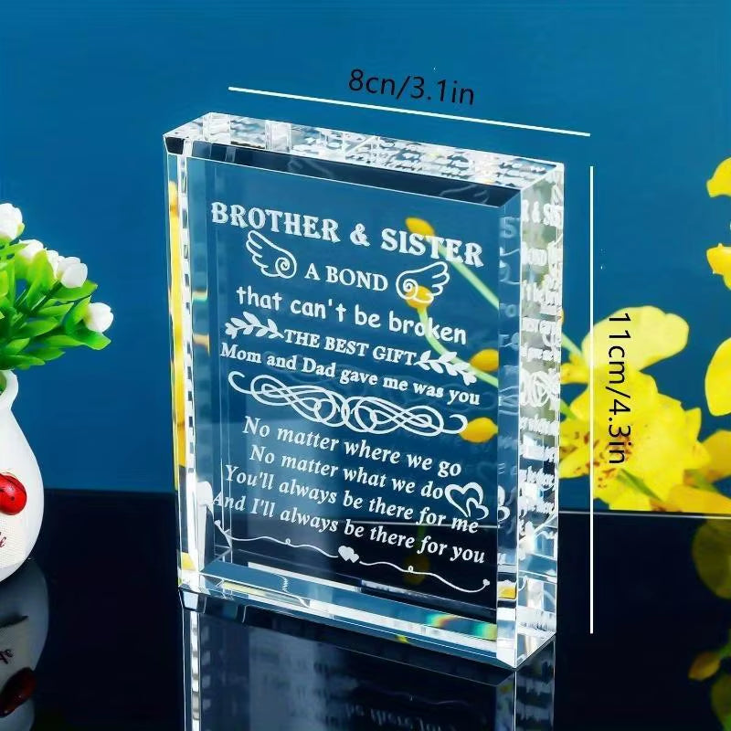 Sister-To-Brother Gift: Laser Engraved Crystal Keepsake – Meaningful Present (Suitable for Brother’S Special Occasions).