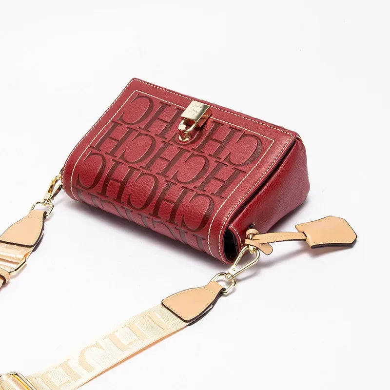 Womens Shoulder Bag Luxury Brand 2025 Fashion Solid Color Printed Handbag Fashion Design Model Metal Accessories Buckle