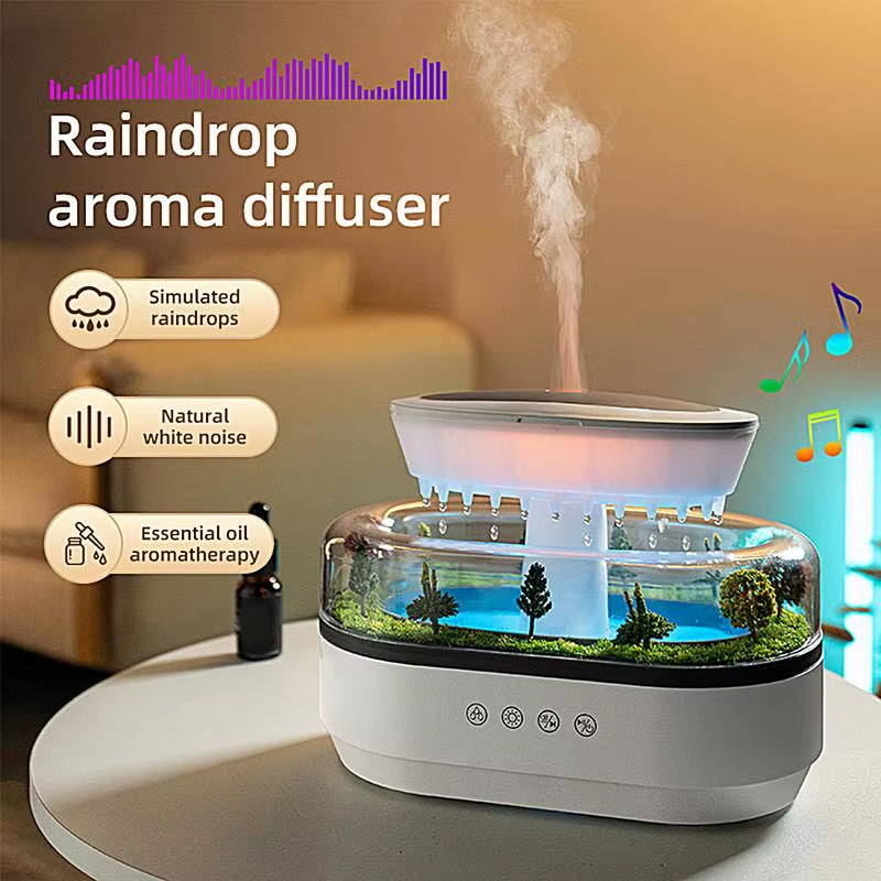 Aroma Humidifier Raindrop Air Humidifier Colorful Light White Noise Essemtial Oil Diffuser Home Ultrasonic Fragrance Diffuser
