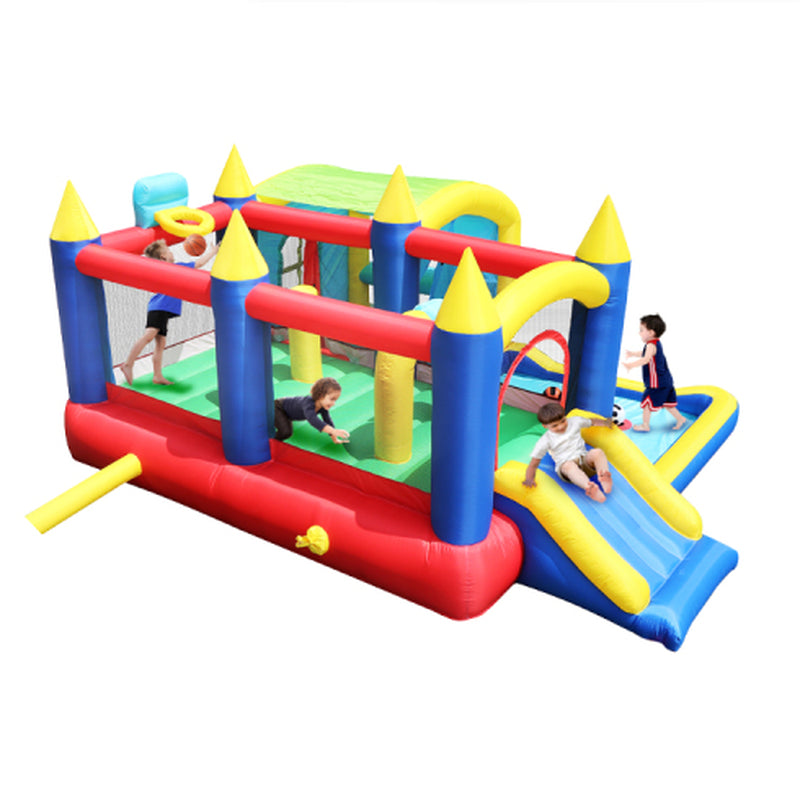 7 in 1 Inflatable Bounce House, Bouncy House with Ball Pit for Kids Indoor Outdoor Party Family Fun, Obstacles, Toddler Bouncy Castle with Ball Pit for Birthday Party Gifts