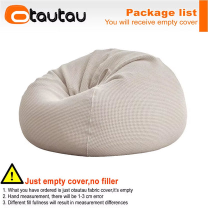 100% Pure Cotton Waffle Bean Bag Cover without Filler Floor Pouf Chair Beanbag Ottoman Frameless Furniture DD010