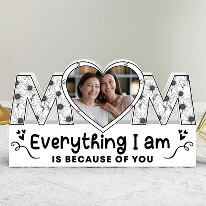 Everything I Am Is Because of You Mothers Day Gift - Custom Shape Photo Light Box