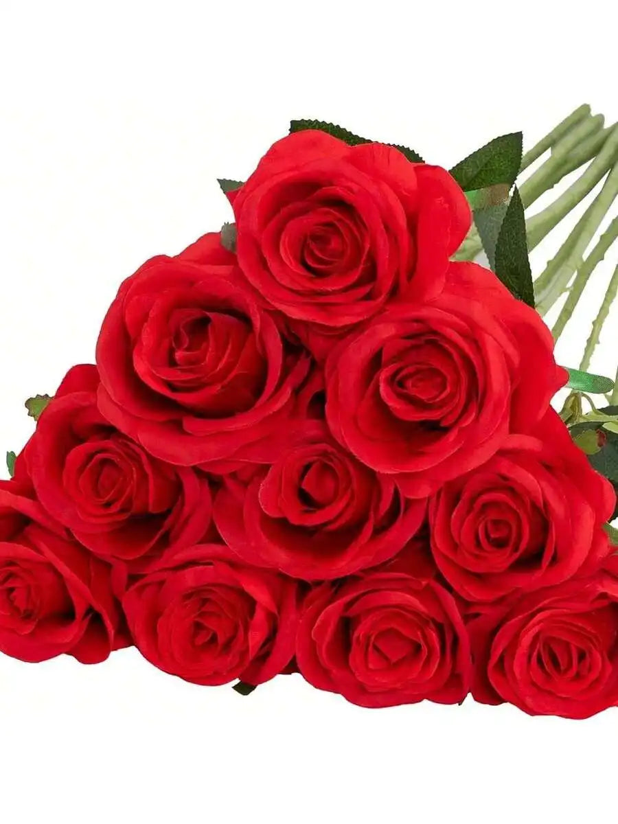 10Pcs Flannel Artificial Roses: Perfect for Valentine’S Day, Home & Wedding Decor