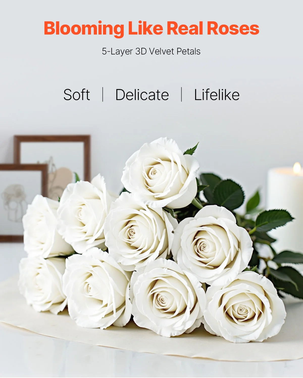 Succebuy Artificial Flowers 60/120/500Pcs Real Looking White Foam Fake Roses Bulk White/Red Faux Bridal Shower for DIY Wedding