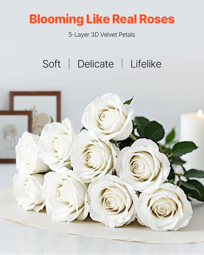 Succebuy Artificial Flowers 60/120/500Pcs Real Looking White Foam Fake Roses Bulk White/Red Faux Bridal Shower for DIY Wedding