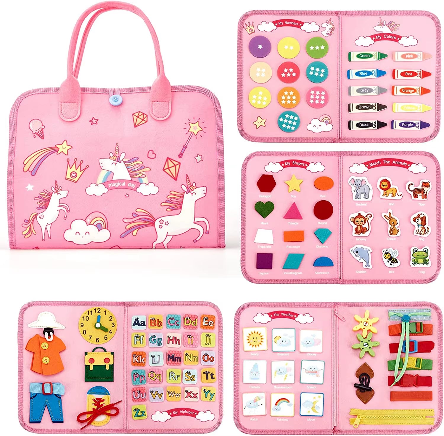 Toddler Montessori Busy Board Activities Education Toys Basic Dress Motor Skills Baby Travel Learning Toys for Christmas Gift