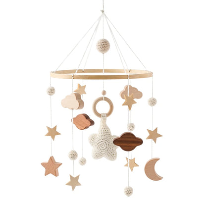Baby Bed Bell Wood Mobile Toddler Rattles Toys Crib Bell Rattles Boho Style Kids Musical Toys 0-12 Months for Baby Newborn Gifts