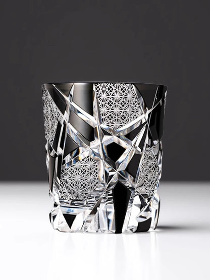 Fine Carving Cool Black Flashing Lightning Edo Kiriko Crystal Ware Wine Glass Top Quality Whiskey Cup Beer Water Mug Dad'S Gifts