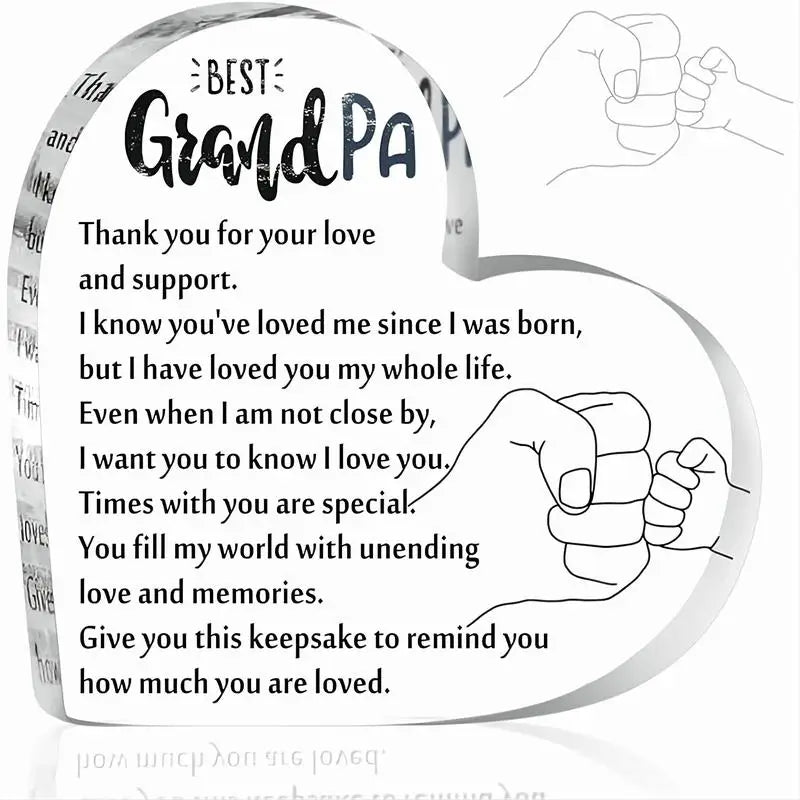 Grandpa Gifts ，From Grandchildren Acrylic Heart Grandpa Keepsake ，Grandpa Birthday Gift