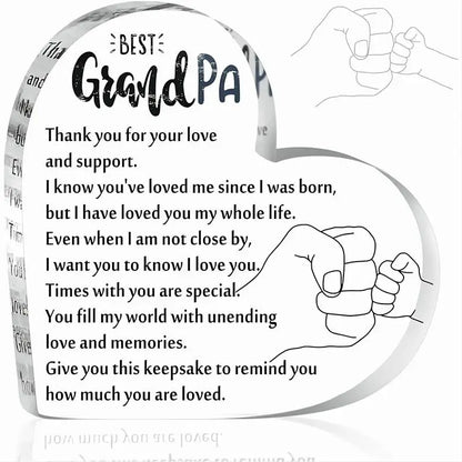 Grandpa Gifts ，From Grandchildren Acrylic Heart Grandpa Keepsake ，Grandpa Birthday Gift